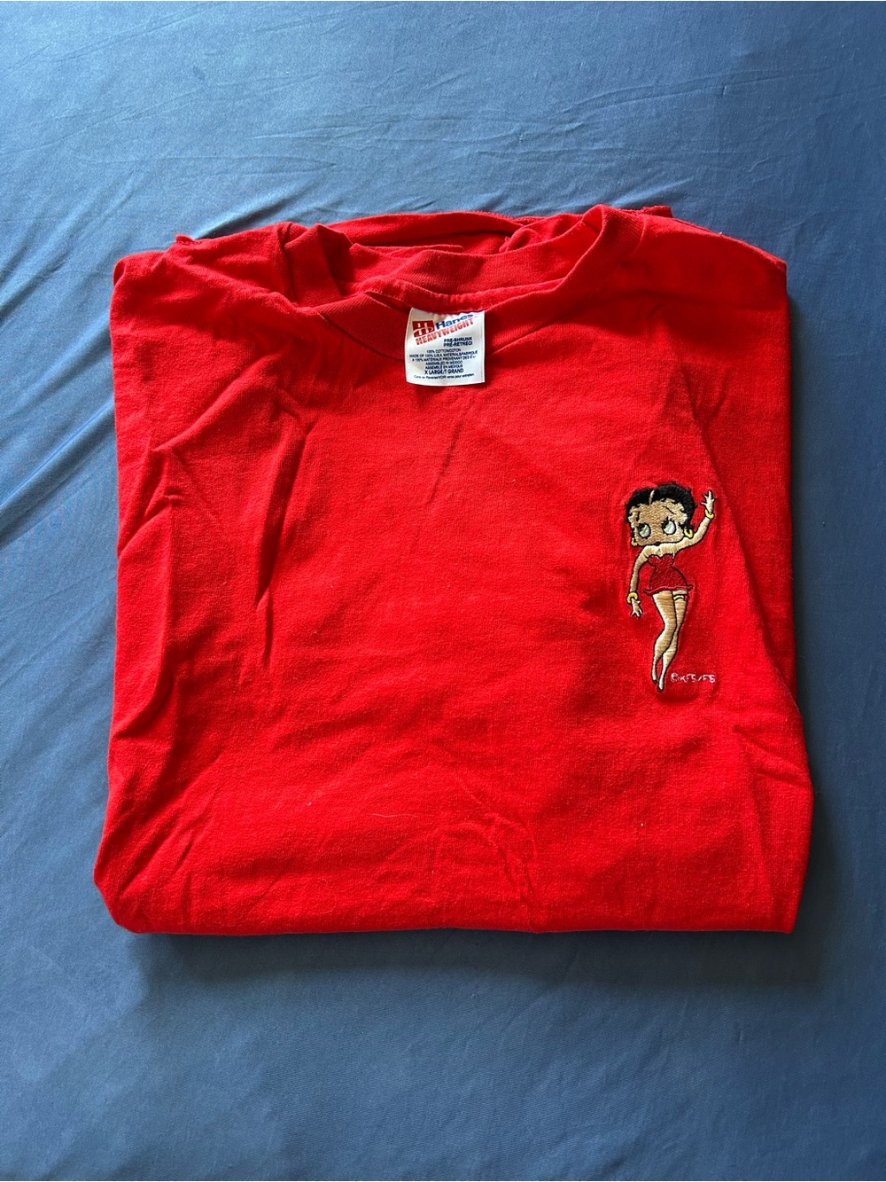 Betty Boop Embroidered Red Crewneck Shirt
